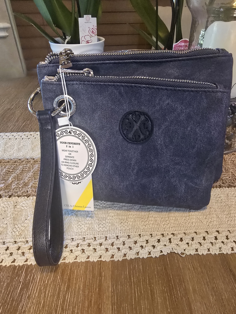 CXL by Christian Lacroix Luca small wristlet Navy Double pouch